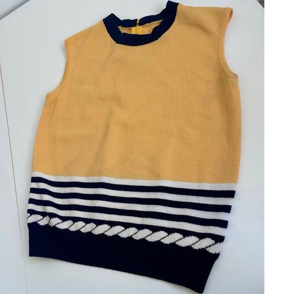 St. John Collection by Marie Gray Cami knit Sleeveless Blue/yellow Santana Sz S - Picture 8 of 12